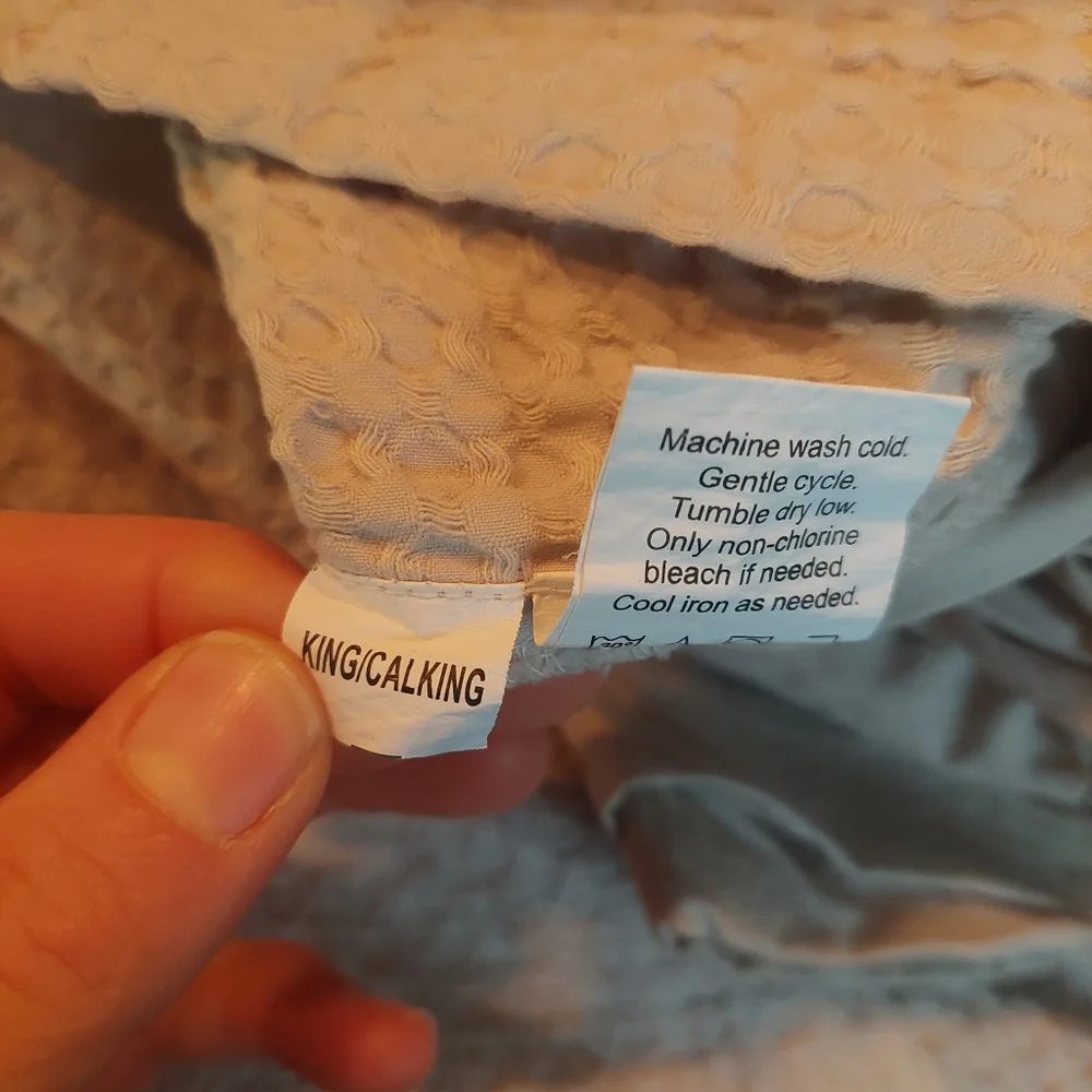 Quince 100% Organic Cotton Waffle Light Gray Duvet Cover! King/ Cal King  (405)